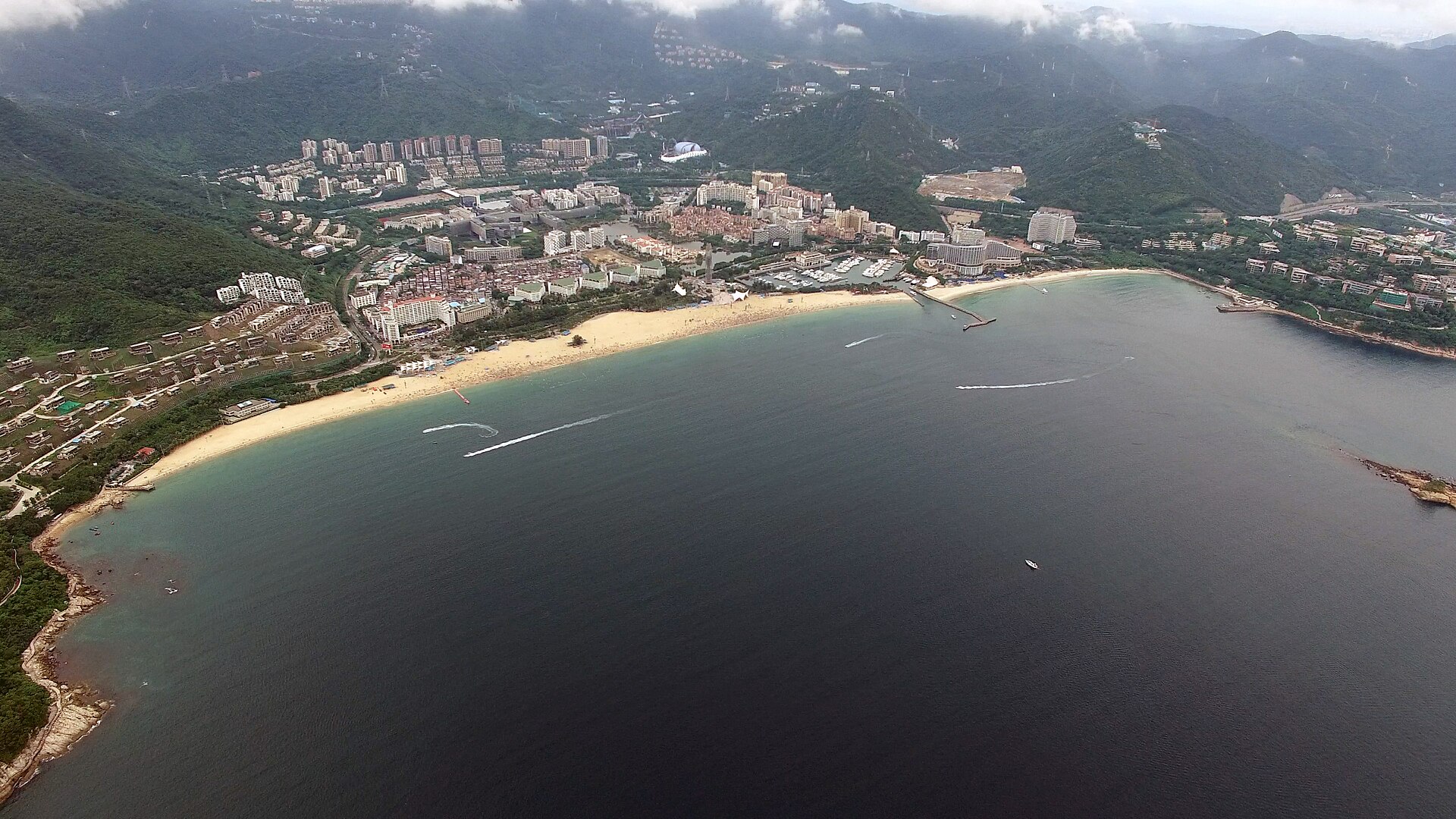 Dameisha bay and coastline seen from above
