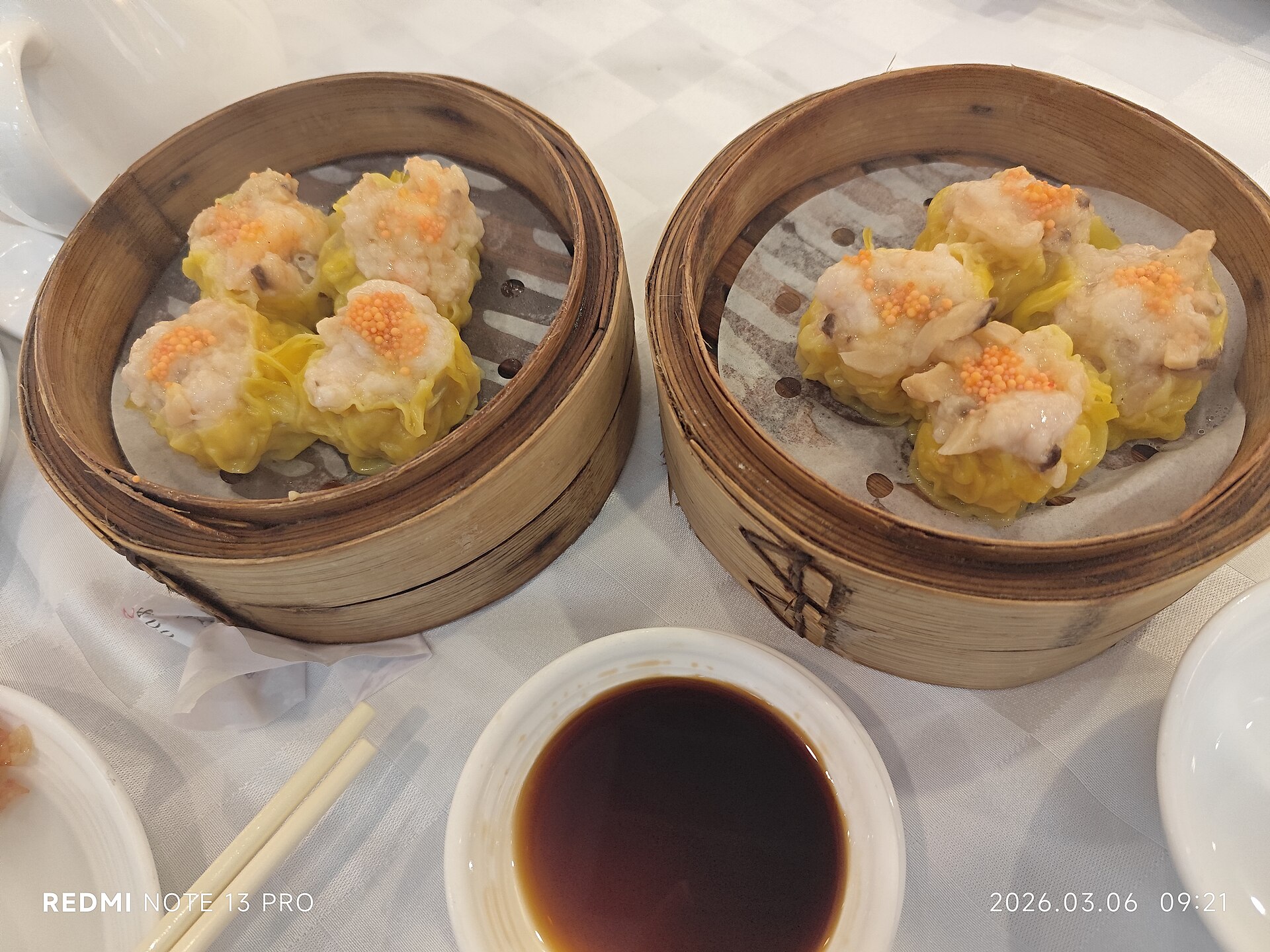 Cantonese dim sum steamers at a local restaurant